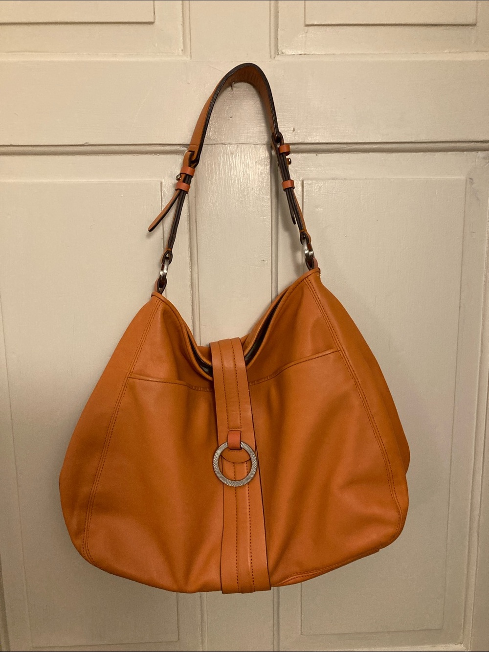 Ann Taylor Women's Orange Leather Hobo Shoulder Bag